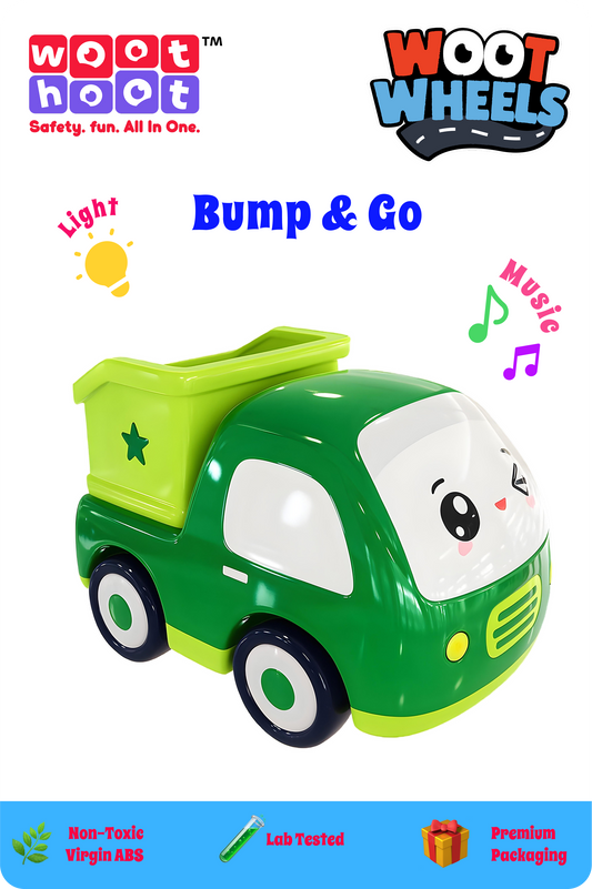 Woot Wheels | Dumper | Bump & Go | Lights & Happy Music | Battery Operated Plastic Toy