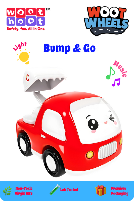 Woot Wheels | Excavator | Bump & Go | Lights & Happy Music | Battery Operated Plastic Toy
