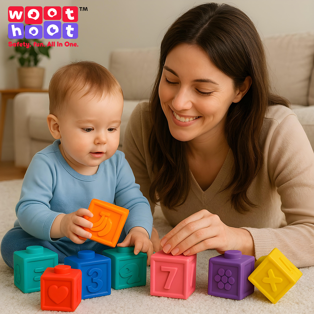 Cuddle Cubes | Soft Baby Building Blocks | Pack of 12 Blocks