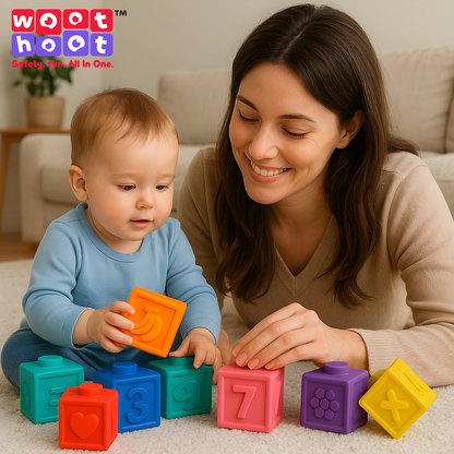 Cuddle Cubes | Soft Baby Building Blocks | Pack of 12 Blocks